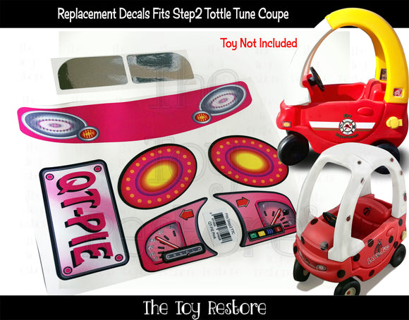 The Toy Restore Decals Replacement Stickers Fits Step2 Tottle Tune Coupe Car Pink