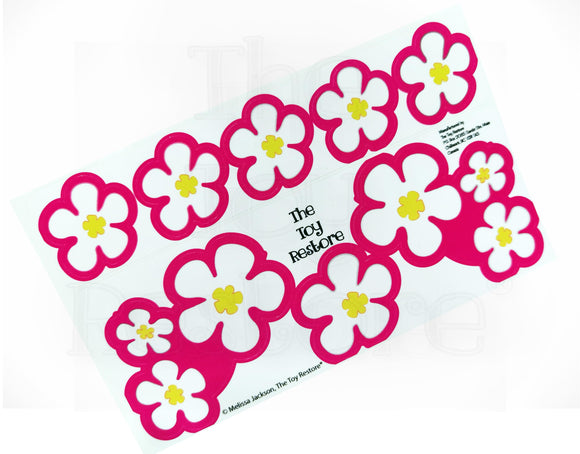Toy Restore White Flowers Set Replacement Stickers fits Step2 Little Tikes Kids Cars Trucks Ride-on