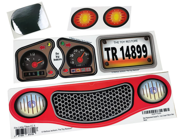 New Replacement Decals Fits Little Tikes Cozy Coupe II Ride on Red