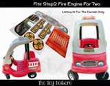 Toy Replacement Decals Stickers fits Step2 Fire Truck Engine for Two 2 Firetruck Ride-on