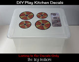 The Toy Restore Decals Stickers DIY Kids Play Kitchen 4 Burners and Dials Toy Stove Pretend Glossy Full Color