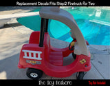 Toy Replacement Decals Stickers fits Step2 Fire Truck Engine for Two 2 Firetruck Ride-on
