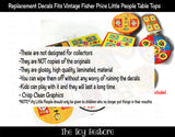 Toy Restore Replacement Stickers fits Vintage Little People Table Tops