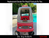 Toy Replacement Decals Stickers fits Step2 Fire Truck Engine for Two 2 Firetruck Ride-on