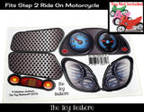 The Toy Restore Replacement Decals fits Step2 Ride-On Red Blue Or Green Motorcycle Bike