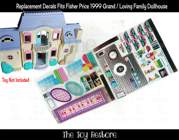 The Toy Restore Replacement Stickers fits 1999 Fisher Price Loving Family Grand Doll Dollhouse