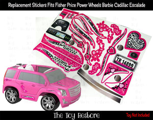 The Toy Restore Replacement Stickers fits Fisher Price Power Wheels Barbie Cadillac Escalade Car CDD13 Older Model