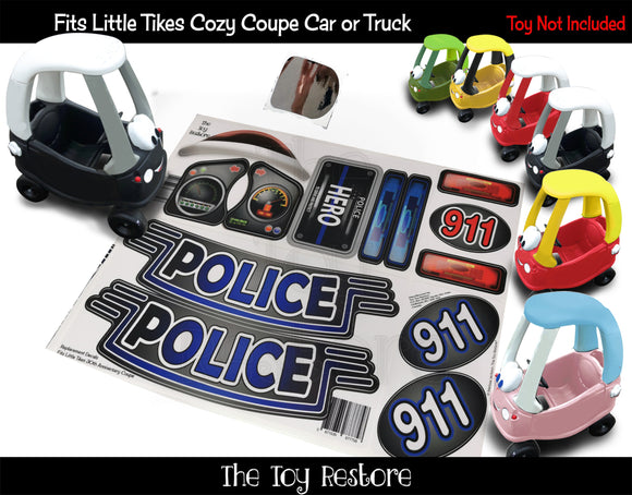 The Toy Restore Replacement Decals Fits Little Tikes 30th Anniversary Cozy Coupe Police Patrol Car