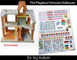 The Toy Restore Replacement Stickers Fits Playskool Victorian Dollhouse Decals 1991