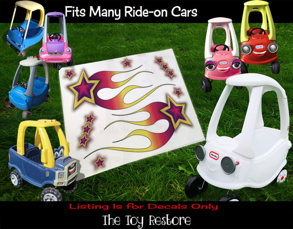 The Toy Restore Purple Shooting Star Flames DIY Replacement Stickers Decals fits Step 2  Little Tikes Car Truck Vehicle