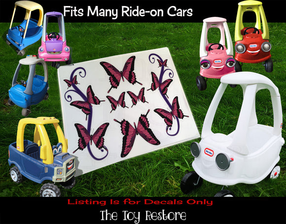 The Toy Restore Custom Butterfly DIY Decals Replacement Stickers fits Step 2 Little Tikes  Car Truck Vehicle