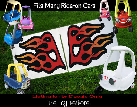 The Toy Restore Flames Custom Wings For Hot Rod DIY Replacement Decals Stickers fits Step 2 Little Tikes  Car Truck Vehicle