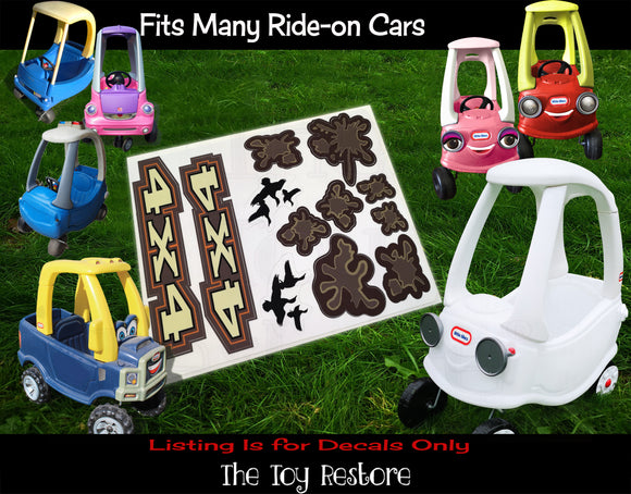 The Toy Restore 4x4 Off Road Mud Splats Replacement Stickers fits Step 2 Little Tikes Custom Car Truck Vehicle DIY Wood