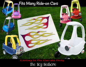 The Toy Restore Pastel Flames DIY Custom Replacement Stickers Ride-on Car Truck Small Set