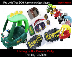 The Toy Restore Replacement Stickers Decals fits Little Tikes Tykes Dino Cozy Coupe Car Full Set