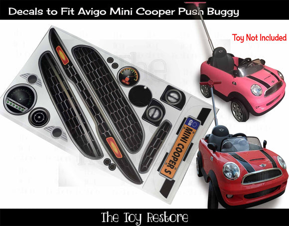 The Toy Restore Replacement Stickers fits Avigo Austin Mini Cooper Push Buggy Stroller Kids Ride-on Car Set