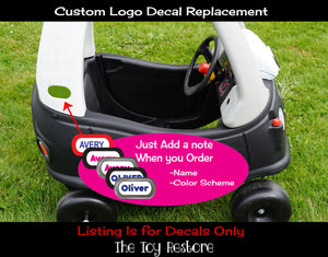 The Toy Restore Logo Plate Decals Replacement Stickers fits Little Tikes Custom Cozy Coupe Car Truck