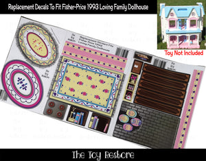 The Toy Restore Replacement Decals Stickers fits 1993 Fisher Price Loving Family Doll Dollhouse