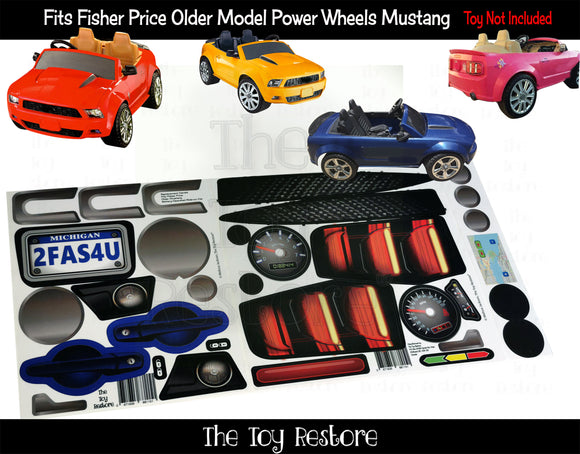 The Toy Restore Replacement Stickers fits Fisher Price Power Wheels Ford Mustang older model