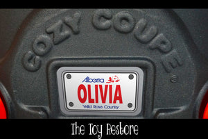 Alberta Custom License Plate Replacement Sticker Fits Little Tikes Cozy Coupe Car