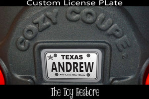 Texas Custom License Plate Replacement Sticker Fits Little Tikes Cozy Coupe Car