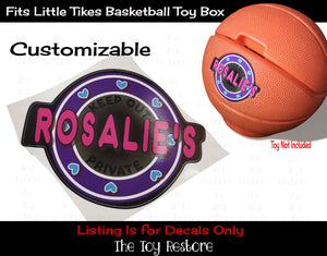 The Toy Restore Replacement Decals Stickers fits Little Tikes Basketball Toy Box Pink