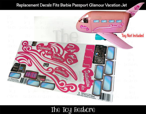 The Toy Restore Replacement Stickers Fits 1999 Mattel BARBIE Glam Vacation Jet Airplane