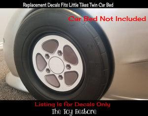 Hub Cap decals Rims Replacement Stickers Fits Little Tikes Twin Sized Car Bed