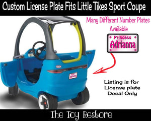 Princess Custom License Plate Replacement Sticker Fits Little Tikes Sport Coupe