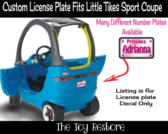 Princess Custom License Plate Replacement Sticker Fits Little Tikes Sport Coupe