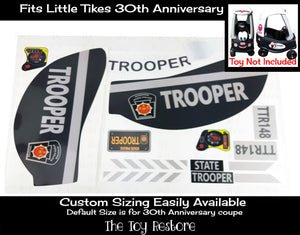 State Trooper Decals Replacement Sticker Fits Little Tikes 30th Ann. Cozy Coupe Car