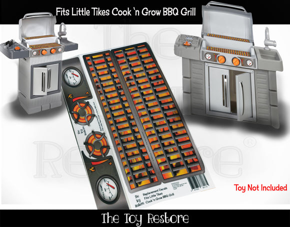 The Toy Restore Replacement Stickers Spare Decals fits Little Tikes Tykes Cook n Grow BBQ and Grill