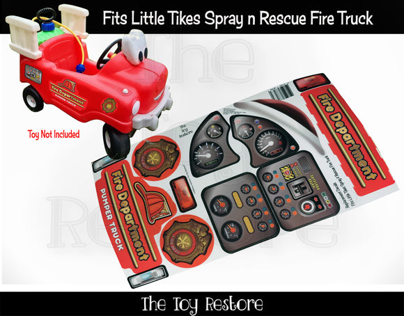 The Toy Restore Replacement Stickers Fits Little Tikes Vintage Spray & Rescue Fire Truck Ride on