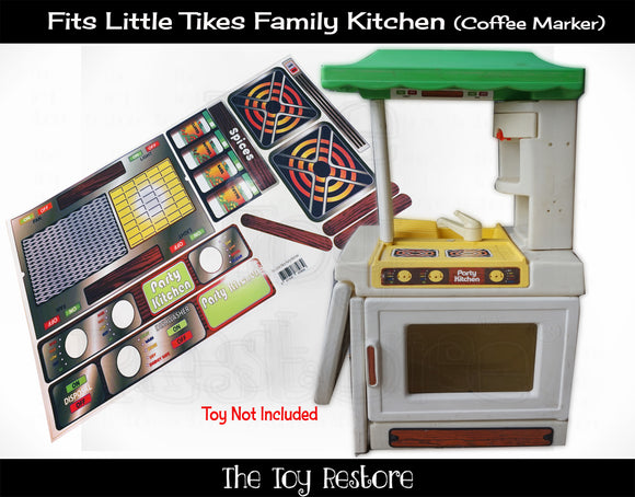 The Toy Restore Replacement Stickers fits Little Tikes Tykes Party Play Kitchen with Coffee Maker