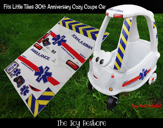 The Toy Restore Replacement Stickers Ambulance Decals Fits Little Tikes 30th Anniversary Cozy Coupe Car