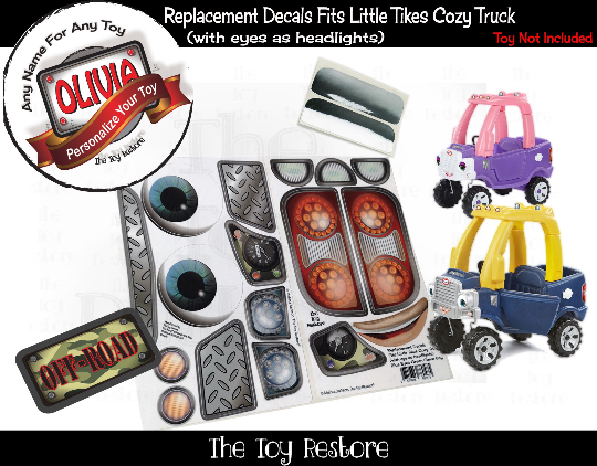 Personalized Camo Decals Replacement Stickers for 2017 Little Tikes Tykes Custom Cozy Truck with Eyes as headlights