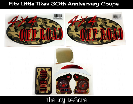 Camo 4x4 New Replacement Decals Stickers for Little Tikes Tykes Cozy Coupe II (No eyes)  Ride On Car