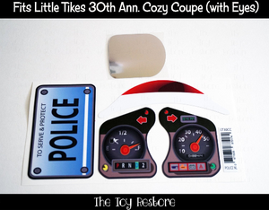 Replacement Stickers Decals fits 30th Anniversary Little Tikes Tykes Custom Cozy Coupe Car (with Eyes) Police