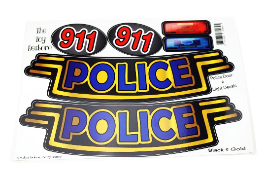 Black & Gold Police door Decals : New Replacement Stickers fits Step 2 , Little Tikes Cozy Coupe Cars, Trucks, Vehicles car truck ride on