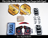 Police Replacement Stickers Decals fits 30th Anniversary Little Tikes Tykes Custom Cozy Coupe Ride On Car (With the Eyes) Badge Blue