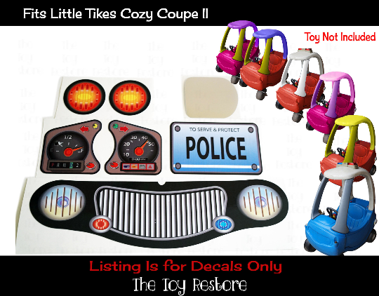 Police Decals Replacement Stickers fits Little Tikes Tykes Custom Cozy Coupe II Car (without Eyes)