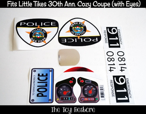 The Toy Restore Police Car Replacement Decals Stickers Fits Little Tikes 30th Anniversary Cozy Coupe Car toy Oak Park Police set
