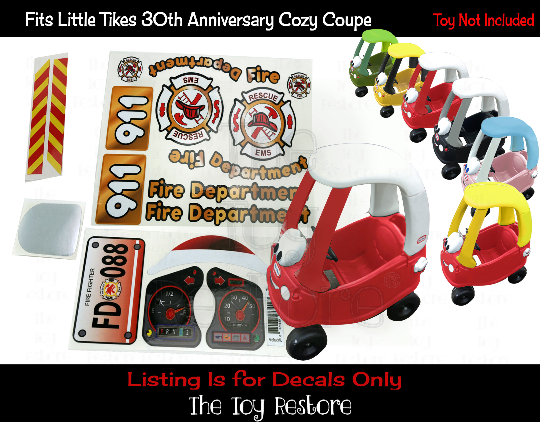 The Toy Restore Replacement Stickers fits Little Tikes 30th Anniversary Car Fire FireTruck Ride-on