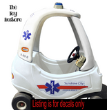 The Toy Restore Ambulance Custom Decals Replacement Stickers for Little Tikes Cozy Coupe II Ride-on