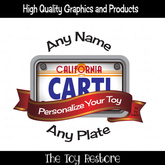 Personalized License Plate Sticker Fits Little Tikes Cozy Coupe Car Ride-on Toy