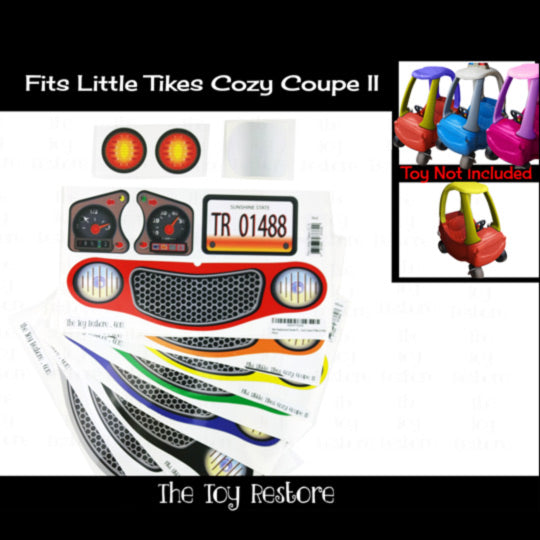 Replacment Stickers Fits Little Tikes Cozy Coupe II Ride-on Car Toy Color choice